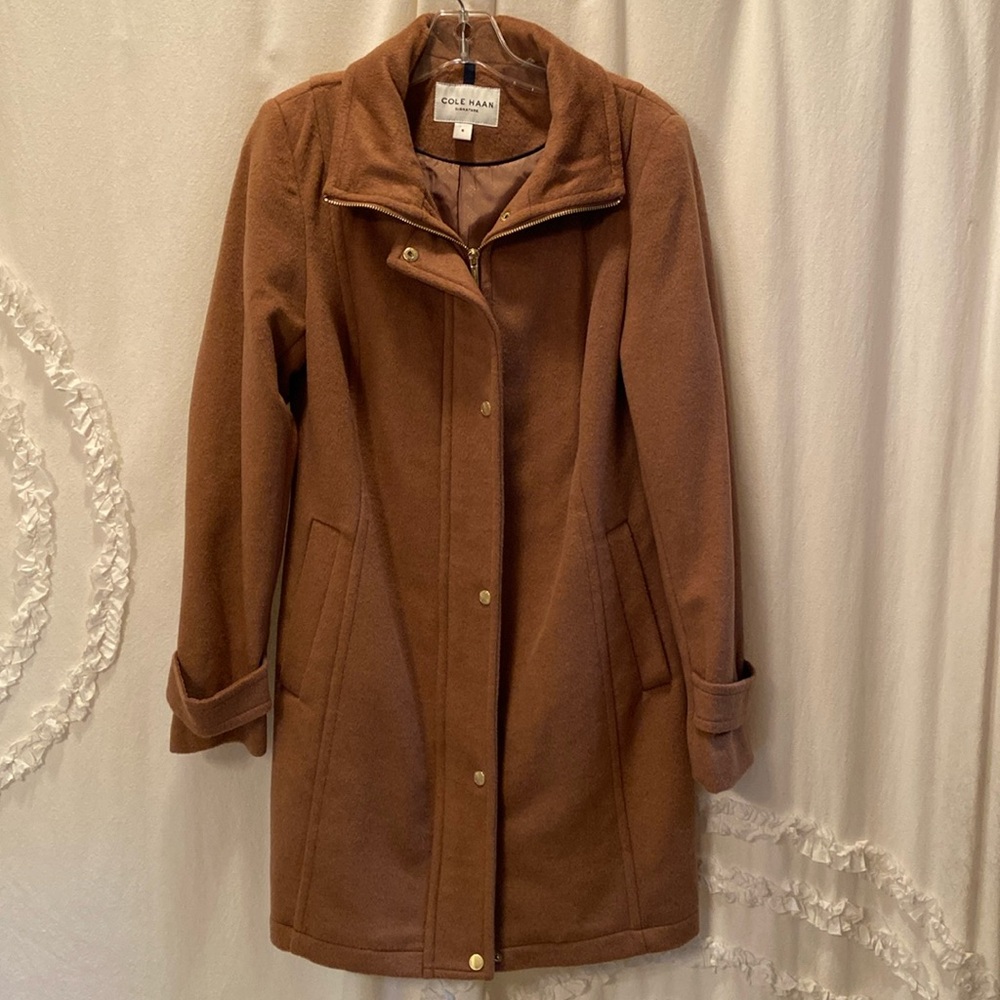 Cole Haan wool blend coat Size 6 camel color